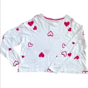 RACHEL Rachel Roy Heart Print Crop Long Sleeve Top